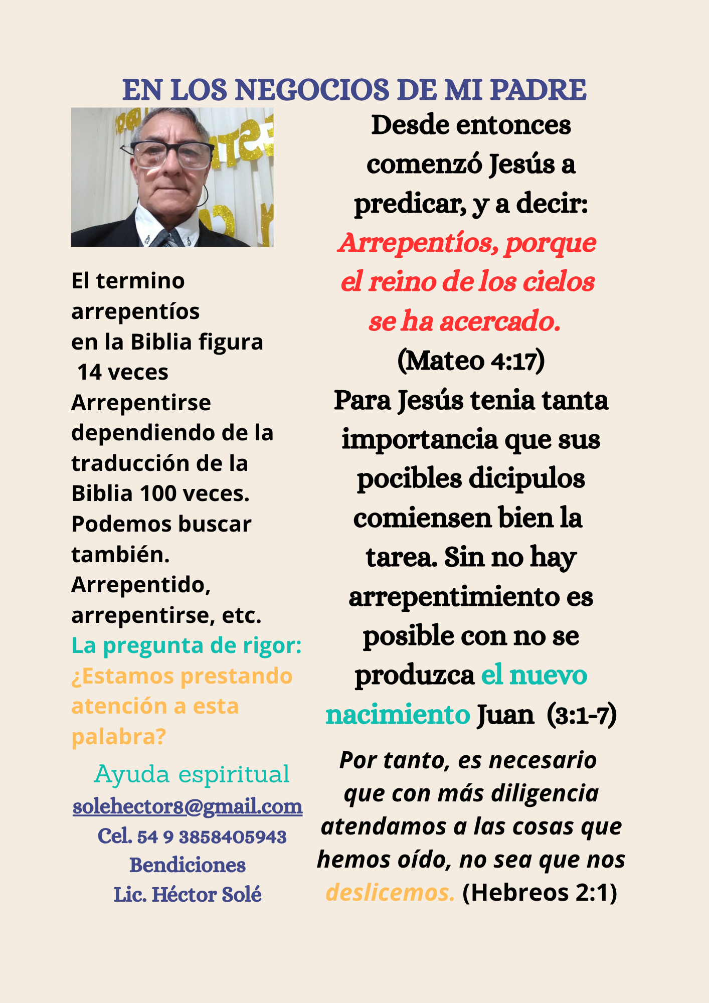 SE DEBE CAMIAR DE RIRECCIÓN